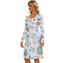 Whale Cartoon Whale Seamless Cartoon Character Animals Leaf Long Sleeve Dress With Pocket View2