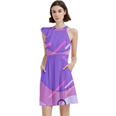 Colorful Labstract Wallpaper Theme Cocktail Party Halter Sleeveless Dress With Pockets by Apen