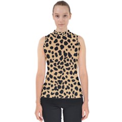 Leopard Skin Pattern Mock Neck Shell Top by Bedest