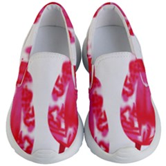 A Pair Of Red Leaves On A Black Background Kids Lightweight Slip Ons by catchydesignhill