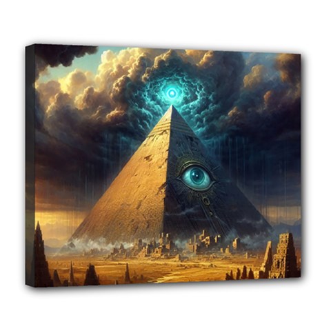 Mystic Blue Pyramid Art Deluxe Canvas 24  X 20  (stretched) by ExtraAwesomeSauce