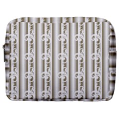 A White And Brown Striped Wallpaper With A Pattern Make Up Pouch (large) by catchydesignhill