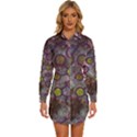 Abstract Molecular Space Art Womens Long Sleeve Shirt Dress View1