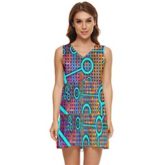 Abstract Tech Galaxy Design Tiered Sleeveless Mini Dress by ExtraAwesomeSauce