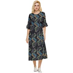 Multicolored Dna Strand Art Double Cuff Midi Dress by ExtraAwesomeSauce