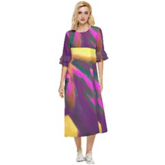 Vibrant Abstract Equine Art Double Cuff Midi Dress by ExtraAwesomeSauce