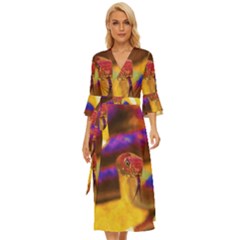 Vibrant Forked-tongue Snake Art Midsummer Wrap Dress by ExtraAwesomeSauce