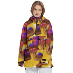 Vibrant Forked-tongue Snake Art Women s Pullover Zip Ski And Snowboard Waterproof Breathable Jacket by ExtraAwesomeSauce