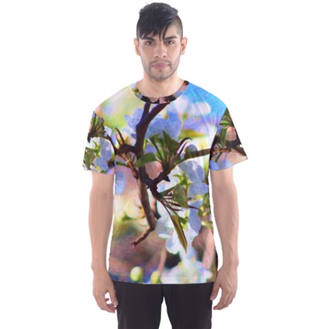 Springtime Pear Tree Blossoms Men s Sport Mesh T-shirt by ExtraAwesomeSauce