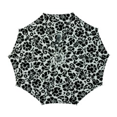 Black Floral Background, Vintage Floral Pattern Automatic Folding Umbrella With Case (large)