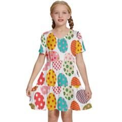 Easter Eggs Pattern, Easter Kids  Short Sleeve Tiered Mini Dress by kyorashop23