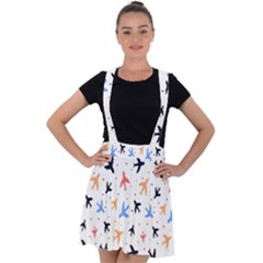 Cute Airplanes Planes Velvet Suspender Skater Skirt by ConteMonfrey