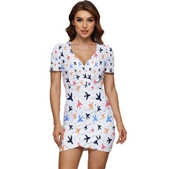 Cute Airplanes Planes Low Cut Cap Sleeve Mini Dress by ConteMonfrey