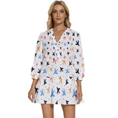 Cute Airplanes Planes V-neck Placket Mini Dress by ConteMonfrey