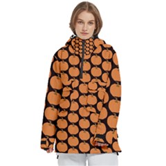 Black And Orange Pumpkin Women s Pullover Zip Ski And Snowboard Waterproof Breathable Jacket by ConteMonfrey