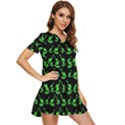 Green neon dinos Tiered Short Sleeve Babydoll Dress View2