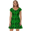 Dinos on a green background Short Sleeve Tiered Mini Dress View1