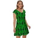 Dinos on a green background Short Sleeve Tiered Mini Dress View3