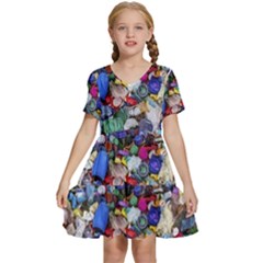 Trash To Treasure (ai) Kids  Short Sleeve Tiered Mini Dress by dflcprintsclothing