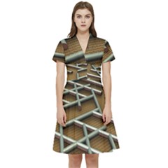 0118 F Expression Of Structure Large Short Sleeve Waist Detail Dress by geonetique