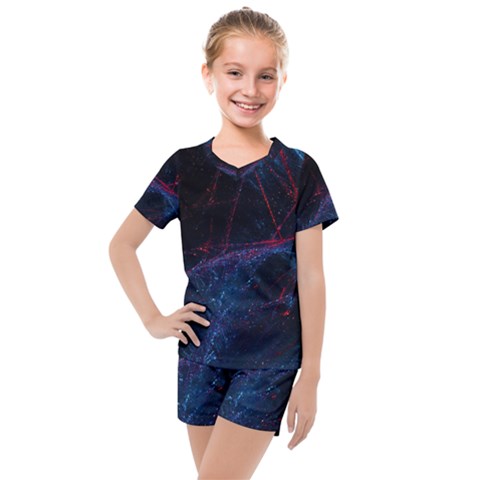 Abstract Feathers Kids  Mesh T-shirt And Shorts Set by Apenda