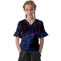 Abstract Feathers Kids  V-Neck Horn Sleeve Blouse View1