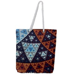 Fractal Triangle Geometric Abstract Pattern Full Print Rope Handle Tote (large) by Cemarart