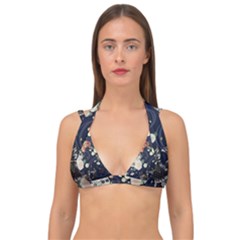 Japanese Wave Koi Illustration Pattern Double Strap Halter Bikini Top by Ndabl3x