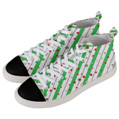 Christmas Paper Stars Pattern Texture Background Colorful Colors Seamless Men s Mid-top Canvas Sneakers by Ket1n9