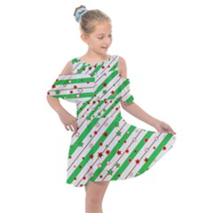 Christmas Paper Stars Pattern Texture Background Colorful Colors Seamless Kids  Shoulder Cutout Chiffon Dress by Ket1n9