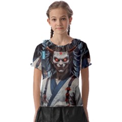 Demon Samurai Kids  Frill Chiffon Blouse by AwesomeSauce