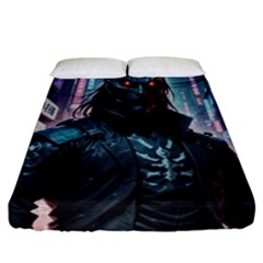 Cyberpunk Demon Samurai Fitted Sheet (california King Size) by AwesomeSauce