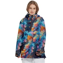 Cosmic Jellyfish Artwork Women s Pullover Zip Ski And Snowboard Waterproof Breathable Jacket by ExtraAwesomeSauce