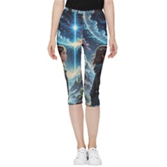 Enchanting Fantasy Night Sky Scene Inside Out Lightweight Velour Capri Leggings  by ExtraAwesomeSauce