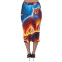 Enchanted Fire Feline Velvet Midi Pencil Skirt View2