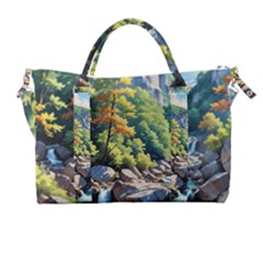 Serene Mountain Waterfall Landscape Carry-on Travel Shoulder Bag by ExtraAwesomeSauce