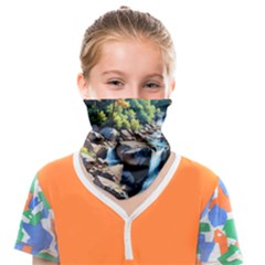 Serene Mountain Waterfall Landscape Face Covering Bandana (kids) by ExtraAwesomeSauce