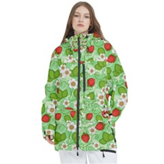 Strawberries Pattern Seamless Women s Multi Pockets Zip Ski And Snowboard Waterproof Breathable Jacket by Posterlux