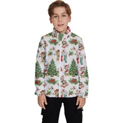 Christmas Texture, Pattern, Red, Tree, Craciun, Green, Christmas Kids  High Neck Windbreaker