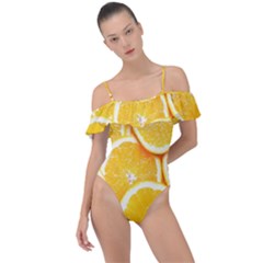 Oranges, Orange, Fruits Frill Detail One Piece Swimsuit by kyorashop23