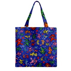 Grateful Dead Dancing Bears Pattern Zipper Grocery Tote Bag by Salmanaz77