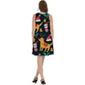 Funny Christmas Pattern Background Round Neck Sleeve Casual Dress With Pockets View4