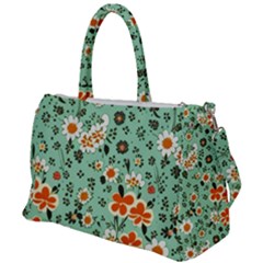 Retro 1960s Flowers Pattern 3 Duffel Travel Bag by violetheavensky