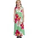 Retro 1960s Flowers Pattern Kids  Satin Sleeveless Maxi Dress View1