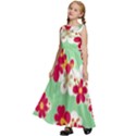 Retro 1960s Flowers Pattern Kids  Satin Sleeveless Maxi Dress View2