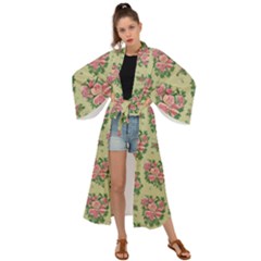 Retro 1880s Flowers Pattern 9 Maxi Kimono by violetheavensky