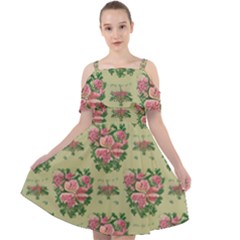 Retro 1880s Flowers Pattern 9 Cut Out Shoulders Dress by violetheavensky