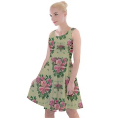 Retro 1880s Flowers Pattern 9 Knee Length Skater Dress by violetheavensky