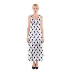 Fly Phot Motif Seamless Black And White Pattern Sleeveless Maxi Dress by dflcprintsclothing