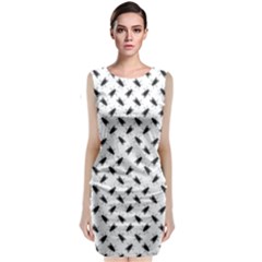 Fly Phot Motif Seamless Black And White Pattern Classic Sleeveless Midi Dress by dflcprintsclothing